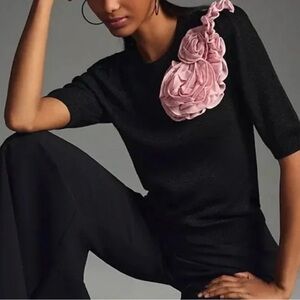 Anthropologie Black shimmer sweater